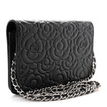 Caviar Camellia Embossed Wallet On Chain WOC Black