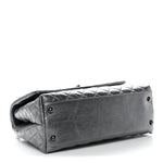 Metallic Aged Calfskin Quilted Small Coco Handle Flap Charcoal