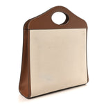 Canvas Smooth Calfskin Two Tone Medium Pocket Bag Natural Malt Brown