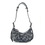 Denim BB Monogram Le Cagole Shoulder Bag XS Blue