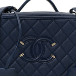 Caviar Quilted Medium CC Filigree Vanity Case Navy