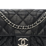 Washed Lambskin Quilted Medium Chain Around Messenger Black