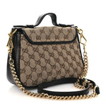 Monogram Azalea Calfskin Matelasse Diagonal Mini GG Marmont Top Handle Shoulder Bag Beige Ebony Black