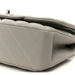 Lambskin Quilted Small Double Flap Grey
