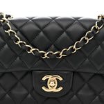 Lambskin Quilted Mini Rectangular Flap Black