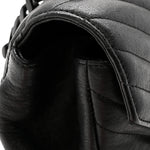 Sheepskin Matelasse Chevron Monogram Monochrome Large College Satchel Black