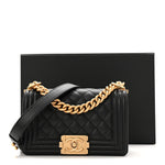 Caviar Quilted Small Boy Flap Black