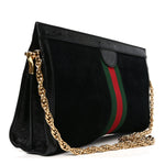 Suede Patent GG Web Medium Ophidia Chain Shoulder Bag Black