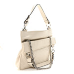 Sakai Be Green Calfskin Diagonal Stitched Small Blondie Tote Mystic White