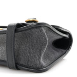Washed Denim Quilted Messenger Flap Black