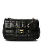 Lambskin Quilted Mini Chocolate Bar Flap Black