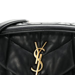 Lambskin Quilted Small Loulou Puffer Monogram Chain Satchel Black