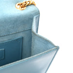 Smooth Calfskin Small Classic Monogram Kate Tassel Satchel Turquoise