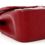 Caviar Quilted Jumbo Double Flap Dark Red