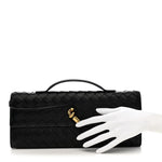 Nappa Intrecciato Long Andiamo Top Handle Clutch Black