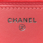 Lambskin Quilted Wallet On Chain WOC Pink