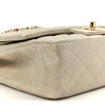 Metallic Canvas Quilted Medium Double Flap Light Gold