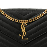 Grain De Poudre Matelasse Chevron Monogram Chain Wallet Black