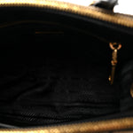 Jacquard Saffiano Triangolo Symbole Embroidered Mini Galleria Double Zip Tote Black Corda