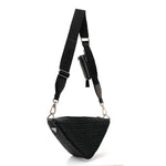 Yarn Raffia Effect Crochet Triangle Shoulder Bag Black