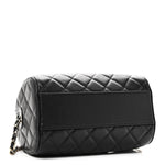 Caviar Quilted Barrel Clutch With Chain  Black
