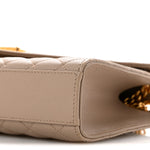 Grain De Poudre Textured Mixed Matelasse Medium Triquilt Monogram Satchel Dark Beige