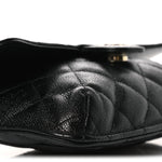 Caviar Fabric Foldable Tote Bag With Chain Black Multicolor