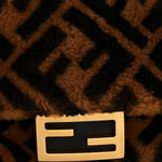 Shearling Vitello Dolce Macro FF 1974 Mini Baguette Tobacco Black