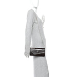 Calfskin Crocodile Embossed Emmie Clutch Bag Chocolate