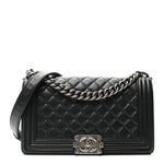 Calfskin Quilted Medium Boy Flap Black