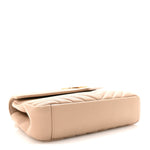 Sheepskin Matelasse Chevron Monogram Medium College Bag Dark Beige