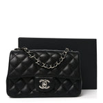Lambskin Quilted Mini Rectangular Flap Black