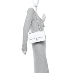 Caviar Quilted Medium Double Flap White