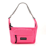 Recycled Sport Nylon Chain Logo Medium Raver Bag Fluo Pink Black