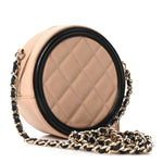 Caviar Quilted Round Filigree Crossbody Beige Black