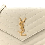 Grain De Poudre Matelasse Chevron Monogram Envelope Chain Wallet Crema Soft