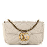Calfskin Matelasse Super Mini GG Marmont Shoulder Bag White