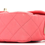 Iridescent Caviar Quilted Mini Flap With Thick Strap Pink Beige