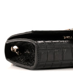 Calfskin Crocodile Embossed Small Classic Monogram Kate Tassel Satchel Black