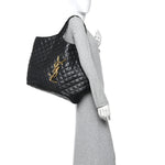 Lambskin Quilted Maxi Icare Shopping Tote Black