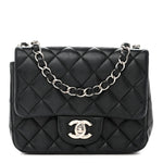 Lambskin Quilted Mini Square Flap Black