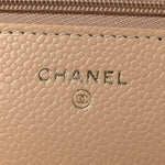 Caviar Quilted Wallet on Chain WOC Beige