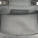 Metallic Caviar Quilted Mini Top Handle Vanity With Chain Silver