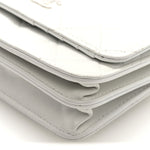 Lambskin Quilted Mini Pearl Wallet On Chain WOC White