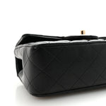 Lambskin Quilted Mini Top Handle Rectangular Flap Black