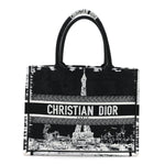 Canvas Embroidered Medium Paris Book Tote Black White