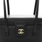 Shiny Caviar Preppy Coco Long Vanity With Strap Black