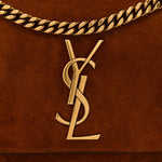 Calfskin Crocodile Embossed Suede Medium Reversible Monogram Kate Satchel Military Taupe