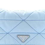 Re-Nylon Quilted Padded Flap Shoulder Bag Celeste
