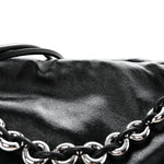 Patent Lambskin Donut Chain Large Flamenco Knot Clutch Black